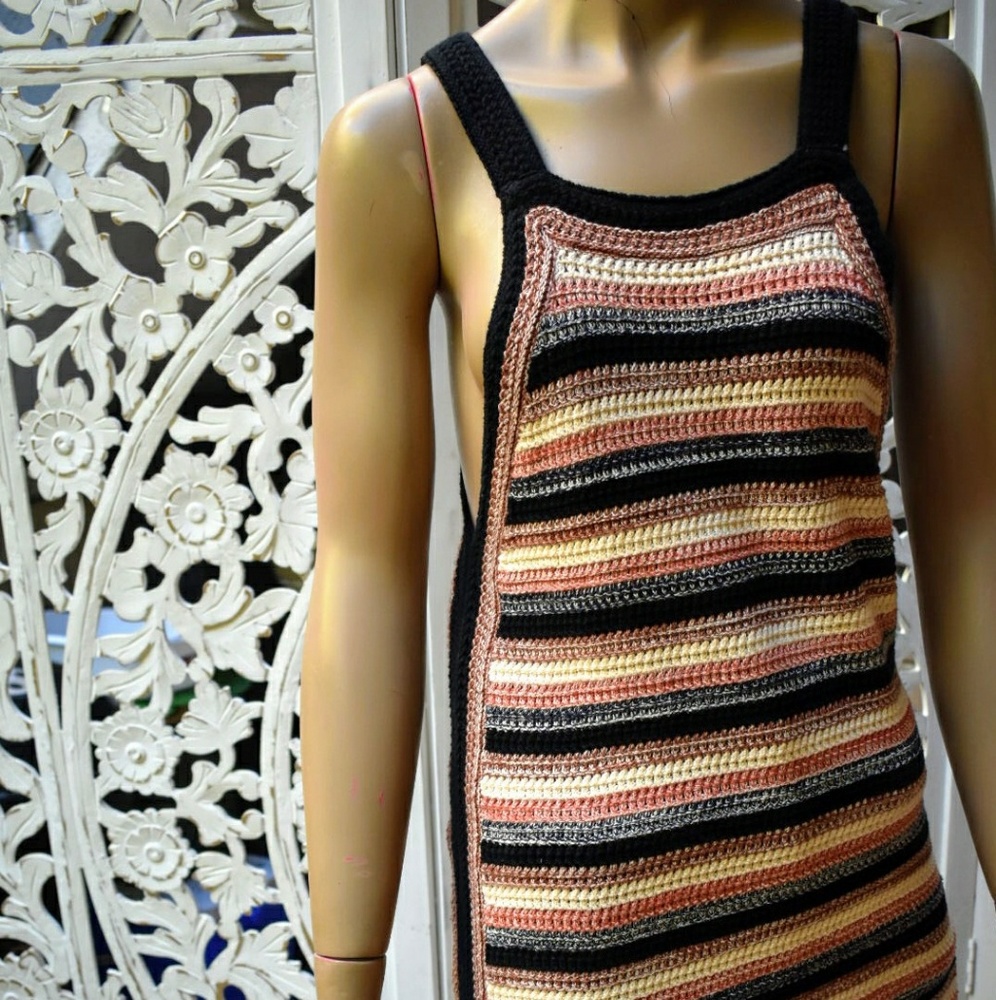 Free People crochet knit 70s style dress